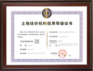 土地估價機構(gòu)信用等級證書